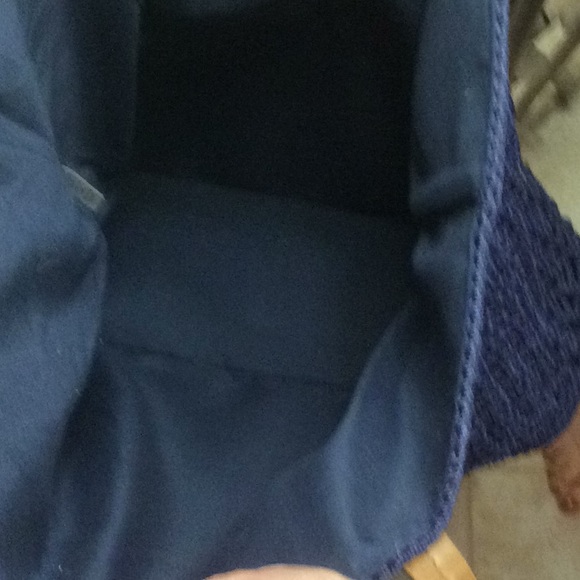 Navy crocheted tote 5” x 14” x 14” - Picture 5 of 5